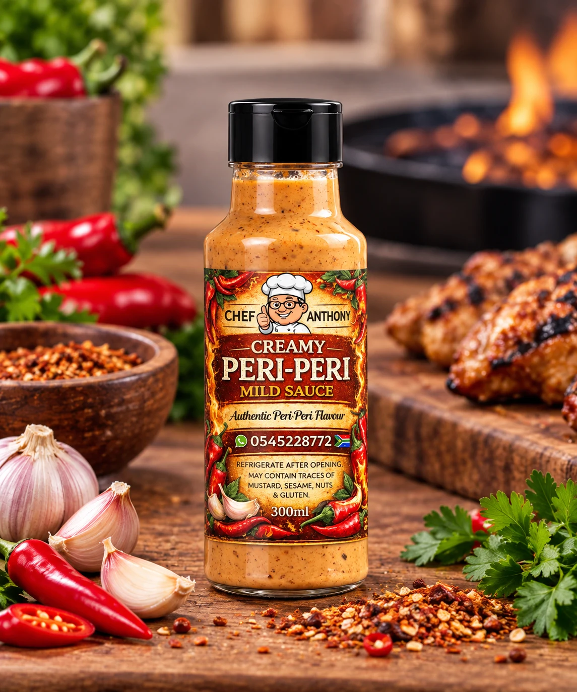 Chef Anthony Creamy Peri-Peri Mild Sauce in a 300ml bottle